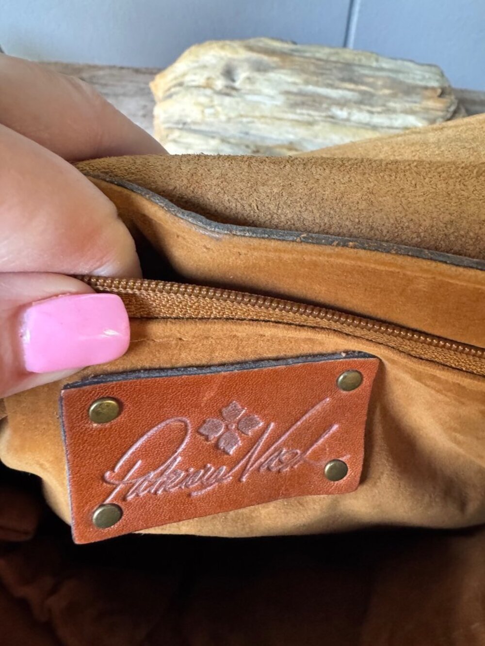 Patricia Nash Tooled Leather Saddle Crossbody Bag Brown Braided Strap Whipstitch - Picture 5 of 8